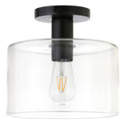 Hudson&Canal Henri 10" Wide Semi Flush Mount with Glass Shade - Matte Black/Clear-Industrial design for your entryway, foyer, or kitchen