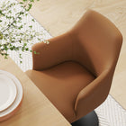 Modway Lippa Swivel Dining Vegan Leather Armchair - Black Tan-Fixed Seat Cushion