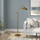 Hudson&Canal Devon Boom Arm Floor Lamp with Metal Shade - Brass/Brass-Handcrafted brass finish is applied to the tree metal base