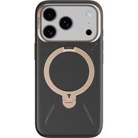 Torras Ostand Q3 VegSkin Series Case for iPhone 17 Pro - Black-Premium Look, Confident Grip. Smooth vegan leather with a textured finish for a refined feel. Fingerprint-free and non-slip surface that stays clean and secure in hand.