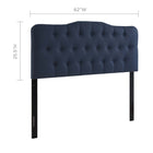 Modway Annabel Upholstered Fabric Queen Headboard - Navy-Deep inset buttons
