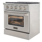 Kucht 30" KNG Series Pro Style Propane Gas Range - Stainless Steel-Heavy-duty cast-iron cooking grates withstand intense heat and allow cookware to move between burners without lifting