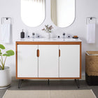 Modway Energize 48" Double Sink Bathroom Vanity - Cherry/White-Metal Hairpin Legs