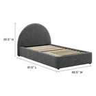 Modway Resort Upholstered Fabric Arched Round Twin Platform Bed - Heathered Weave Slate-Weight Capacity: 800 lb
