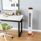Seville Classics UltraSlimLine Oscillating Tower Fan with Light - White-Convenient Carry Handle and Remote Storage