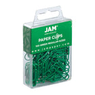 JAM Paper Colourful Standard Paper Clips - 1"- Green - 100 Pack- Premium paper clips made from high quality vinyl coated steel wire