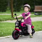 Aosom 6V Kids Electric Ride-On Motorcycle with Training Wheels - Pink-Headlight provides the security that dusk and dawn will be lit and safe 
