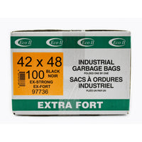 Eco II Garbage Bags - 42" x 48" - Extra Strong, Black - 100 Pack-42" x 48"