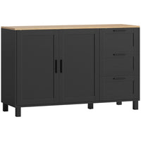 HOMCOM Modern 47.2" L Sideboard Buffet Cabinet with Soft-Close Doors - Black-Wide tabletop provides space for coffee prep or food warming