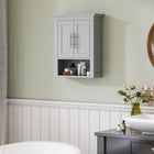 kleankin Bathroom Wall Cabinet with Shelf - Grey-Adjustable shelf allows you to store larger items, without worrying if they will fit