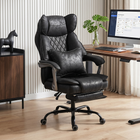 HOMCOM Executive Office Chair with Footrest and Wide Seat - Black-Thick padding, pocket springs, high-density foam, built-in headrest and lumbar support pillow for comfortable sitting
