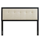 Modway Draper Tufted Fabric and Wood Queen Headboard - Black Beige-Rubberwood and MDF Veneer