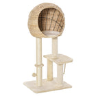 PawHut 39" Cat Condo with Sisal Scratching Post and Hanging Ball - Beige-The wide carpet on the cat tower provides a comfortable space for your cats to relax 