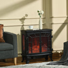 HOMCOM Freestanding Electric Fireplace Heater with Flame Effect and Timer - Black-750W and 1500W, 2 level heating options for different rooms and weather 