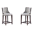 Manhattan Comfort Fifth Avenue 19" Traditional Faux Leather Upholstered Counter Stool - Light Grey - 2 Pack-Traditional Counter Stool with Backseat Perfect for Bar and Kitchen Use. Set of 2