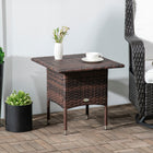 Outsunny 20" Patio Wicker Coffee Table with Plastic Board Underneath the Woven Tabletop - Mixed Brown-The metal frame of this table ensures longevity for everyday use