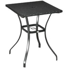 Outsunny Patio Wicker Dining Table with Umbrella Hole - Black-Square table accommodating up to 4 people
