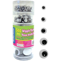 Selectum Wiggly Eye - Black/White - 560 Pack-Wiggly Eye - Black and White