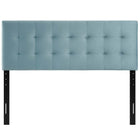 Modway Lily Biscuit Tufted Performance Velvet Queen Headboard - Light Blue-Height Adjustable from 45" - 52.5"