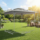 Outsunny 11.5 ft W x 11.5 ft L ft Pop Up Canopy Tent with 1-Button Push Setup - Dark Grey-Eight holes prevent rainwater pooling for less maintenance