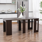 HOMCOM 23.6"-70.9" Rectangular Extendable Dining Table for 6-8 - Dark Brown-Separate the tabletop and extend it completely, then add several panels on top of the rails