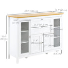 HOMCOM 47.25" L Sideboard Buffet Cabinet with 2 Drawers and 4 Doors - White-3-level adjustable shelves allow you to customize a suitable space