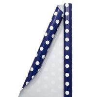 JAM Paper Gift Wrap - Polka Dot Wrapping Paper - 25 Sq Ft - Navy Blue with White Dots-Dark Blue & White Polka Dotted Wrapping Paper