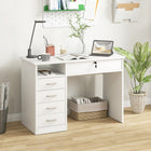 Vinsetto 43.3" Computer Desk with Storage - White-Five drawers and an open shelf offer large storage space