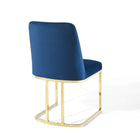 Modway Amplify Sled Base Performance Velvet Dining Side Chair - Gold/Navy-Chair Weight Capacity: 331 lbs.