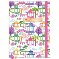 Hilroy Mahjong Hardcover Fashion Journal - 6" W x 8" H - Lined - 80 Sheets - White-Durable hard cover with gold foil stamping