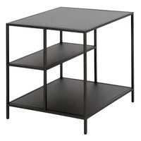 Hudson&Canal Winthrop 20"W Square Side Table with Metal Shelves - Blackened Bronze-A modern contemporary design for your living room, bedroom, and more