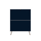 Manhattan Comfort Rockefeller Mid-Century Modern Bedroom Dresser 2-Piece Set - Tatiana Midnight Blue-30 Day Limited Manufacturer's Warranty