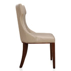 Manhattan Comfort Reine 19.7" Traditional Faux Leather Upholstered Dining Chairs - Cream and Walnut - Set of 2-Weight Capacity: 300 lb. Seat Height: 18.5"