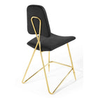 Modway Ponder Performance Velvet Counter Stool - Black-Weight Capacity: 330 lb