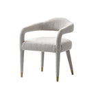 Manhattan Comfort Aspen 23.2" Mid-Century Modern Tweed Upholstered Dining Armchair - Silver Lining-Unique Upholstered Legs with Stainless Steel Gold Feet