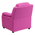 Flash Furniture Deluxe Padded Contemporary Hot Pink Vinyl Kids Recliner with Storage Arms-Plush Padded Back and Arms