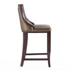 Manhattan Comfort Emperor 19" Traditional Faux Leather Upholstered Barstool - Bronze and Walnut-Includes Footrest Base