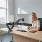 ShoppingAll Dual VESA Monitor and Laptop Mount with Fully Adjustable Gas Spring Arm and Office Desk Clamp - Black-9