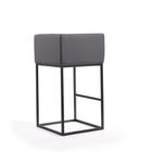 Manhattan Comfort Embassy 21" Mid-Century Modern Faux Leather Upholstered Bar Stool - Grey and Black - 2 Pack-Delivered to you Fully Assembled! No Assembly Required