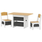 Qaba 3 Piece Kids Table & Chair Set with 6 Removable Drawers - Natural-A spacious tabletop for endless creative play and learning activities
