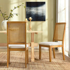 Modway Arlo Faux Rattan and Wood Dining Side Chairs - Natural/Heathered Weave Light Beige - 2 Pack-Faux Cane Rattan