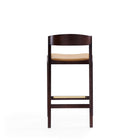 Manhattan Comfort Klismos 20" Mid-Century Modern Faux Leather Upholstered Counter Stool - Camel and Dark Walnut - 3 Pack-Delivered to you Fully Assembled! No Assembly Required