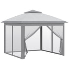 Outsunny 11 ft W x 11 ft L Pop-Up Gazebo with Double Roof Carrying Bag - Light Grey-Our pop-up canopy features a sturdy steel frame that easily folds for quick, effortless setup and tear-down