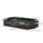 Outsunny Outdoor Kids Long Oval Sandbox with Cover and Seat - 72" x 41.3" - Brown-Polished smooth surface prevents scratches on children's skin 