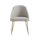 Manhattan Comfort Gracie 24.2" Modern Leatherette Upholstered Dining Chair - Stone and Gold-Modern Dining Chair for Dining Room and Task Use