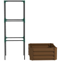 Outsunny Raised Garden Bed with 3-Tier Trellis Tomato Cage - Open Bottom-Plenty of growing space, trellis for climbing plants
