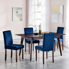 Modway Prosper 5-Piece Upholstered Velvet Dining Set - Cappuccino Navy-Sleek Mid-Century Style