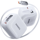 Torras YOGA Retractable 67 W Fast Charger - White-Max Power 67 W 