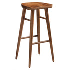 Modway Saville Backless Wood Bar Stools - Walnut - Set of 2-Adjustable Non-Marking Foot Glides