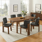 Modway Alba 7-Piece Dining Set - Walnut/Charcoal-Assembly Required